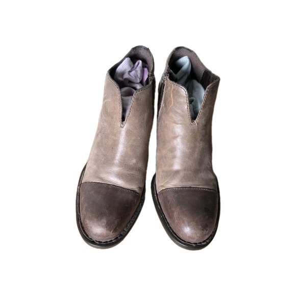 Børn Shoes - Born Size 9 M Brown Leather 2 Tone Zip Ankle Retro Boots Bootie Brogue Victorian